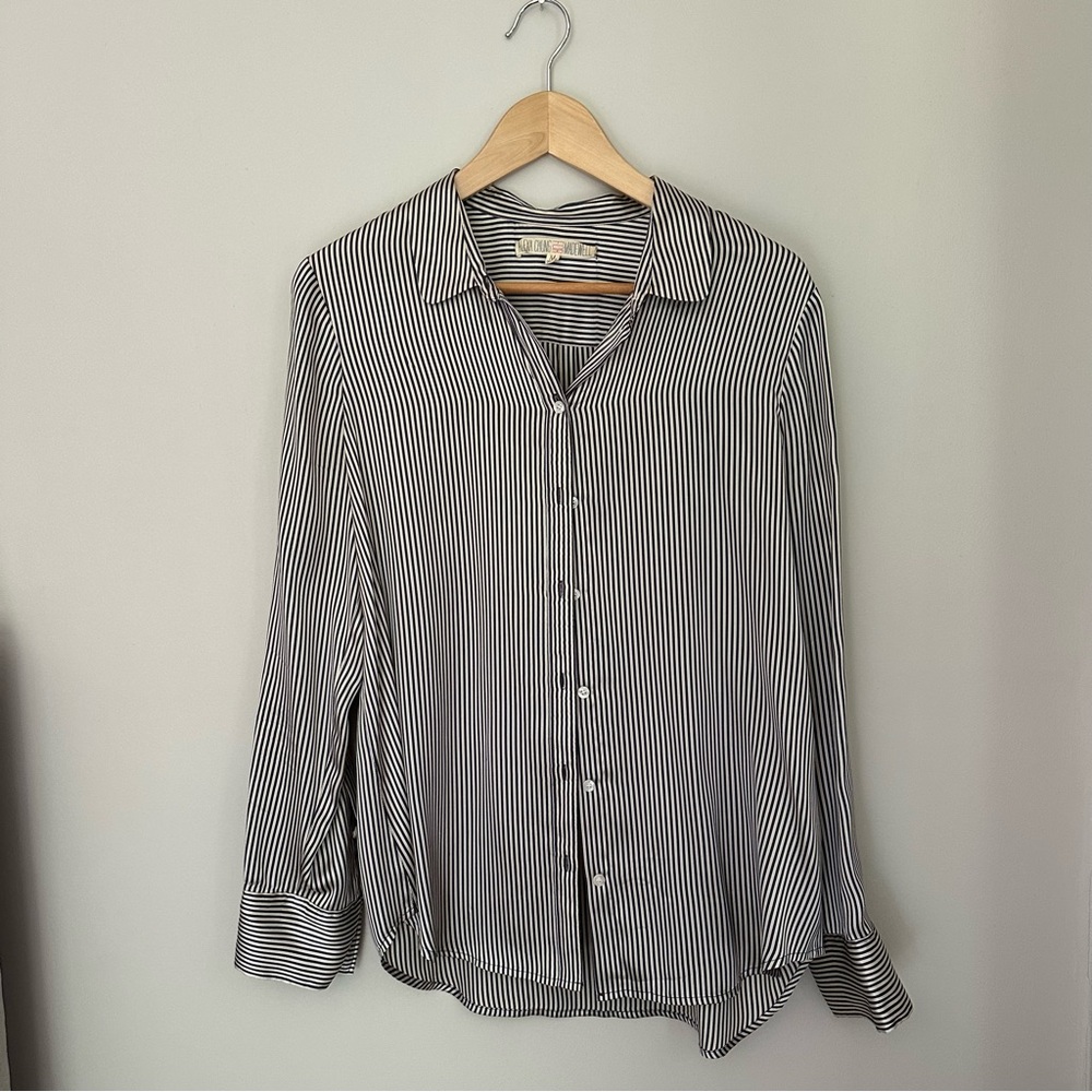 Navy and White Striped Madewell Blouse, Size M